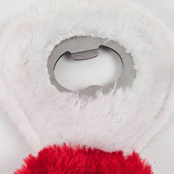 Santa Claus Hat With Bottle Opener Red White Faux Fur Christmas Wearable Cap - Picture 3 of 9